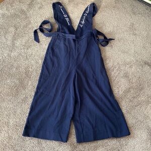 Novachic Navy Blue Wide Leg Tie Strap Jumpsuit SIZE S